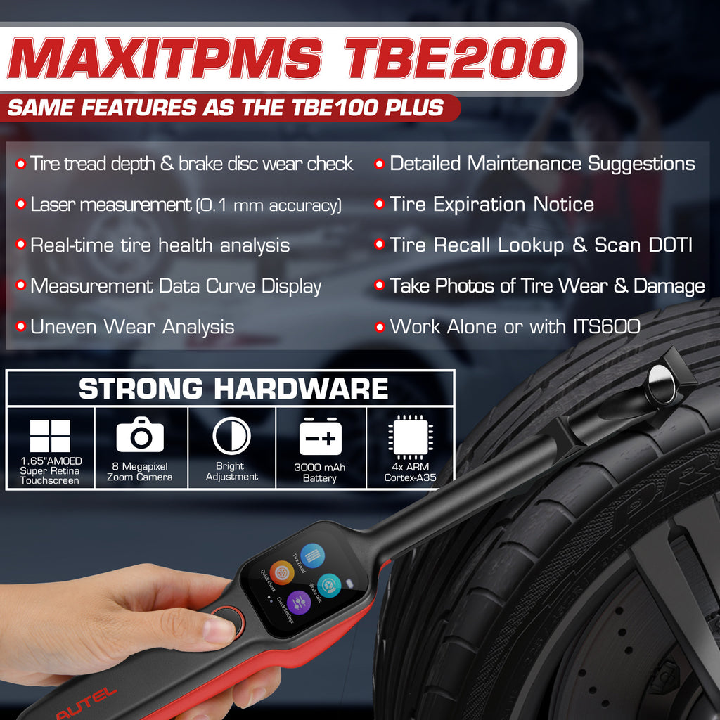 Autel  MaxiTPMS TBE200 - A Handy Tire Tread Depth & Brake Disc Wear Examiner