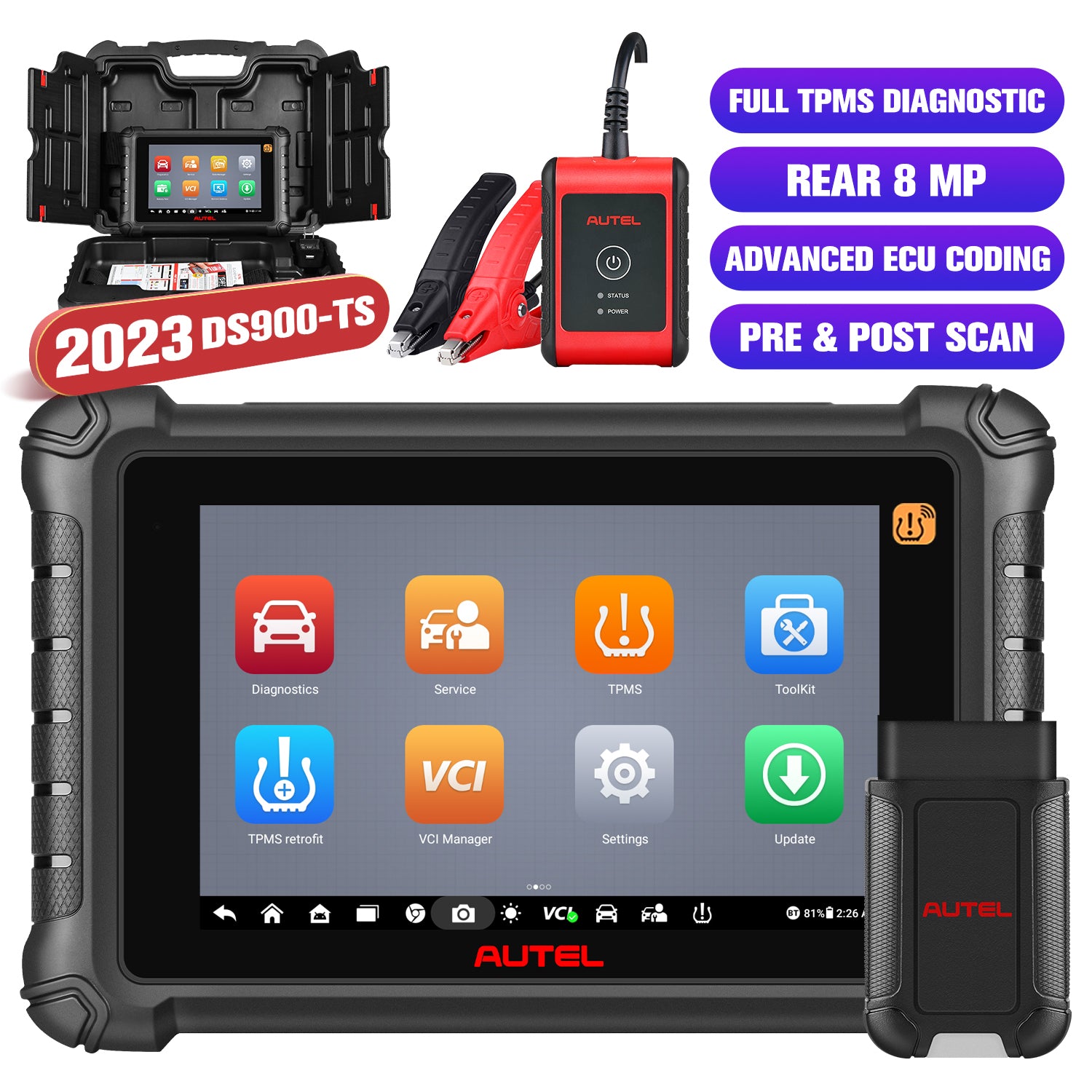 Autel MaxiDAS DS900-TS DS900TS Diagnostic Scanner 2023 Newly Released, DoIP  & CAN FD, Full TPMS as MS906 Pro-TS, Advanced ECU Coding, 40+ Service,