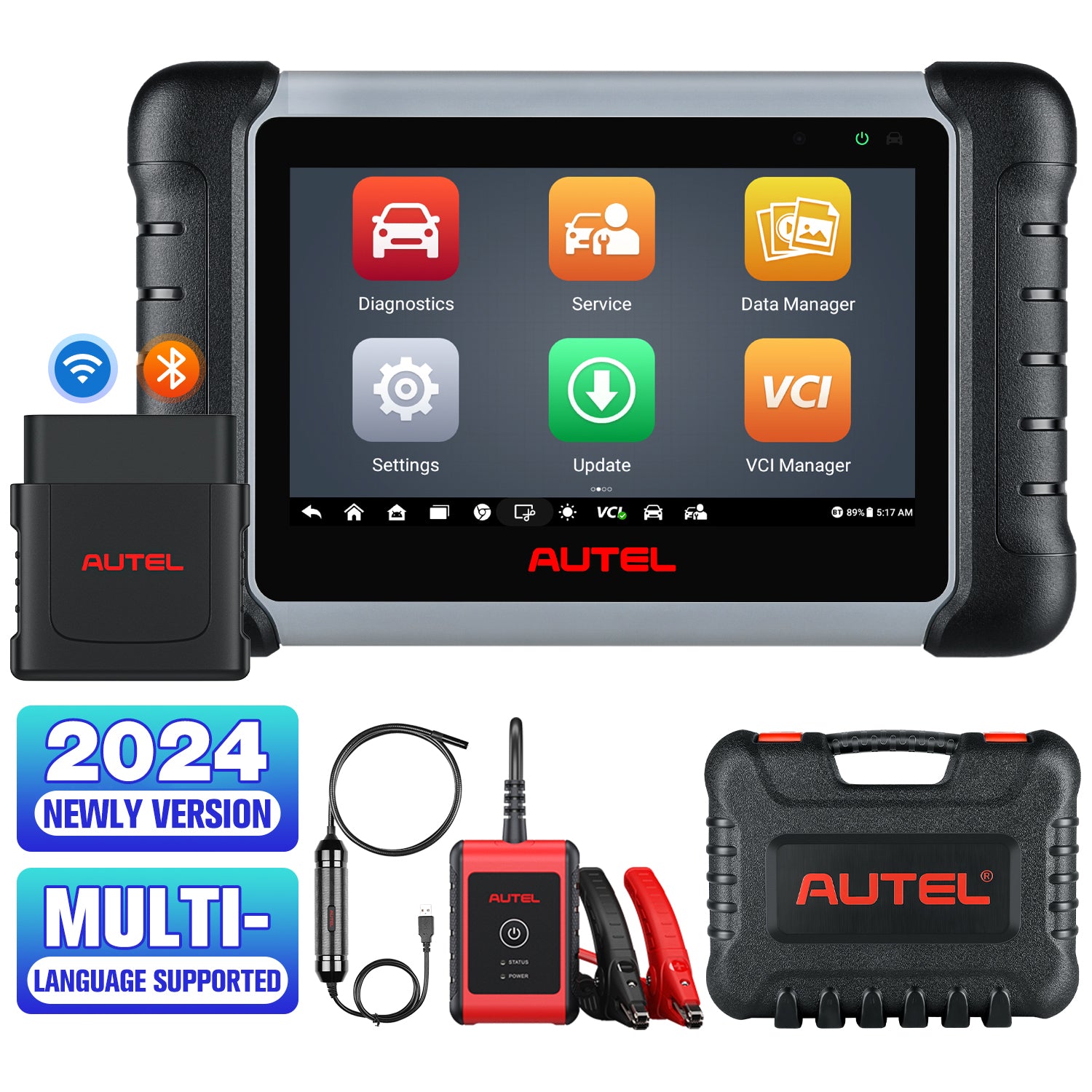 Autel Scanner MaxiCOM MK808S: 2024 Bidirectional Tool as MK808BT Pro MX808S  M808Z, Function as MaxiCheck MX900, 28+ Service, Active Test, All System
